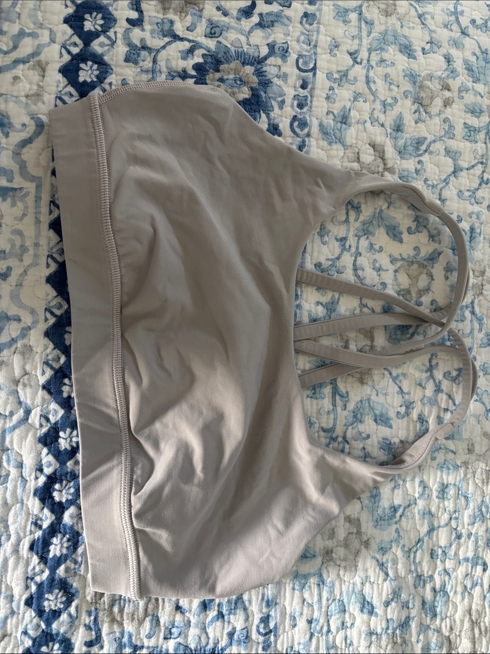 lululemon athletica Light Gray Strappy Sports Bra- doesn’t have pads.